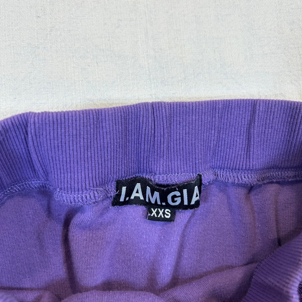 I.AM.GIA Purple Velour Mini Skirt XXS Drawstring Logo Terry Y2K Streetwear - Picture 8 of 8